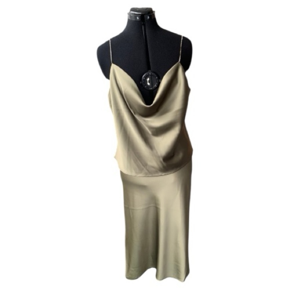 House of Harlow 1960 Strapless Satin Dress in Gold. DRESS HAS BEEN ALTERED! - Picture 2 of 15